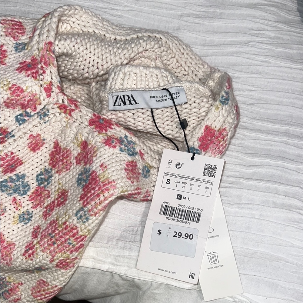 Zara NWT Floral Knit Sleeveless Top - Picture 3 of 3
